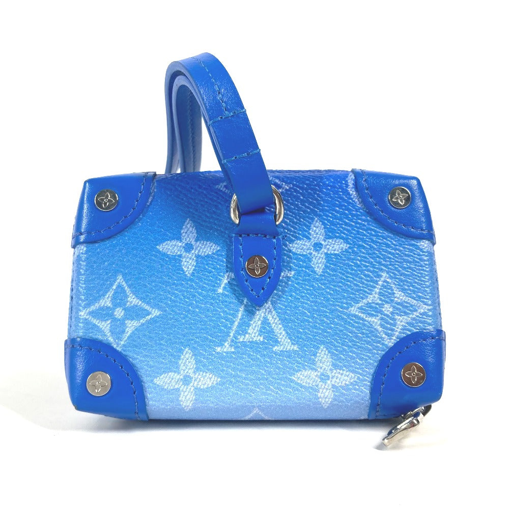 LOUIS VUITTON Coin case M45440 leather blue Monogram Clouds Soft Trunk Necklace Wallet mens
