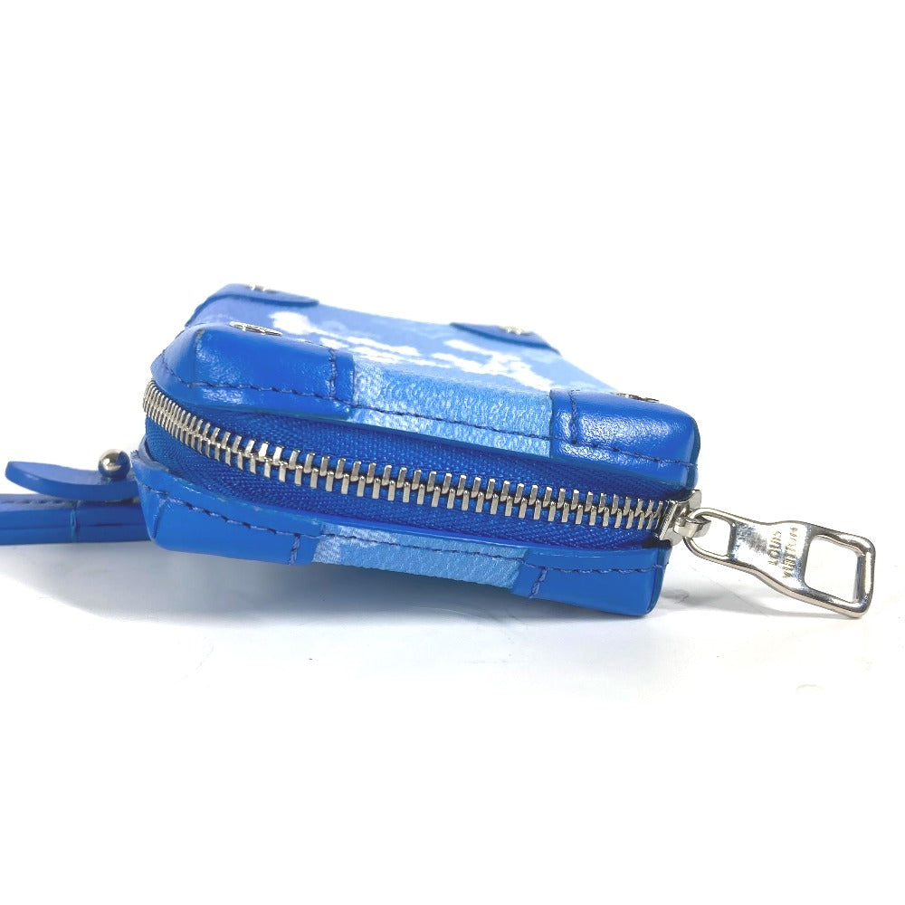 LOUIS VUITTON Coin case M45440 leather blue Monogram Clouds Soft Trunk Necklace Wallet mens