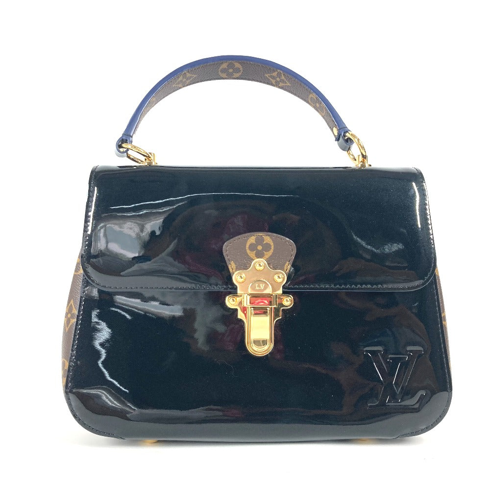 LOUIS VUITTON Handbag Patent Leather, Monogram Canvas black Monogram Cherry wood PM Women