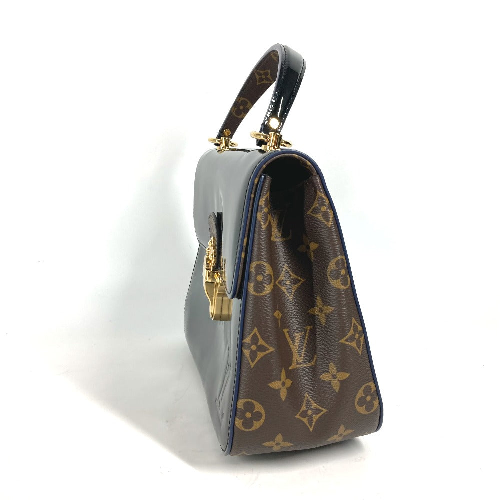 LOUIS VUITTON Handbag Patent Leather, Monogram Canvas black Monogram Cherry wood PM Women