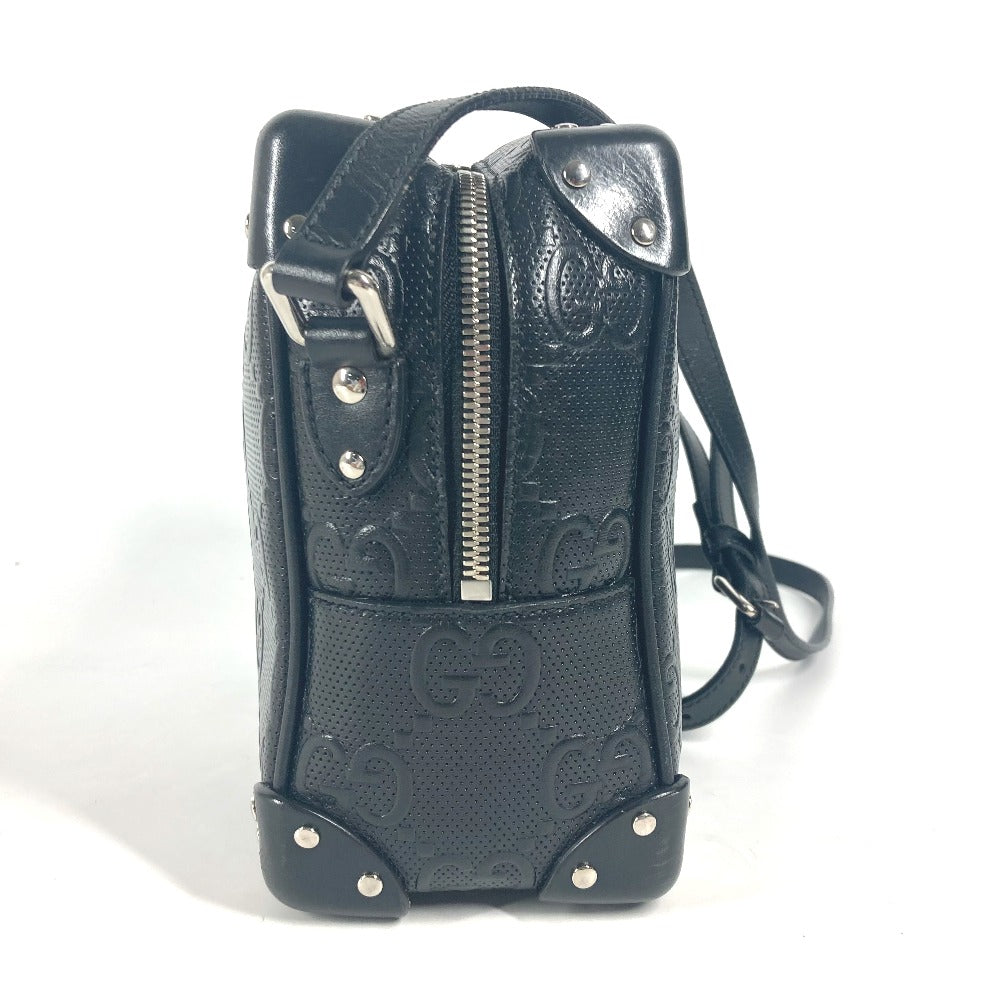 GUCCI Shoulder Bag 626363 leather black Pochette GG embossed logo mens