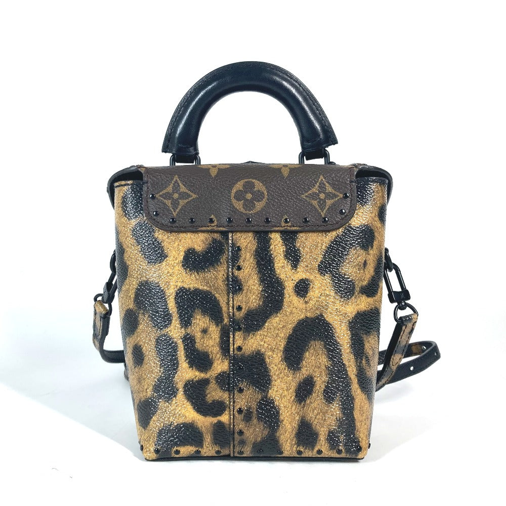 LOUIS VUITTON Vanity bag M43001 canvas Brown Monogram Reverse Leopard Camera box Women