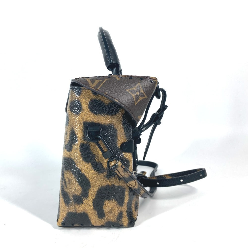 LOUIS VUITTON Vanity bag M43001 canvas Brown Monogram Reverse Leopard Camera box Women