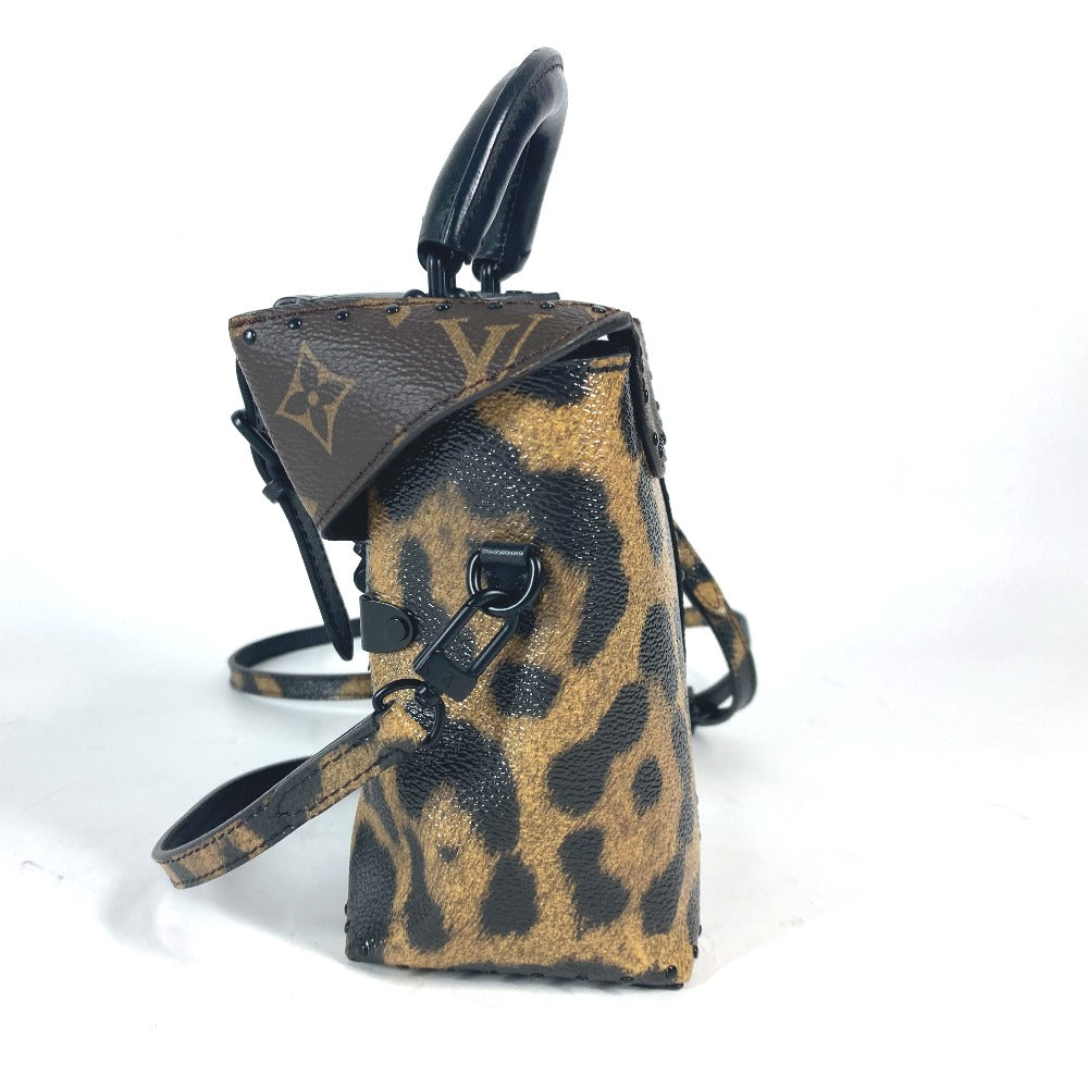 LOUIS VUITTON Vanity bag M43001 canvas Brown Monogram Reverse Leopard Camera box Women