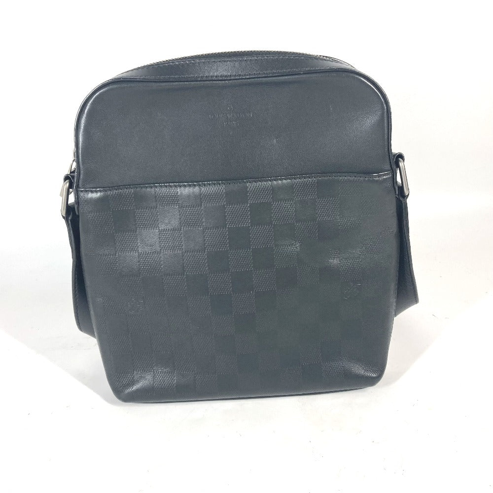 LOUIS VUITTON Shoulder Bag N23355 Damier Anfini Leather black Damier Anfini Pochette District mens