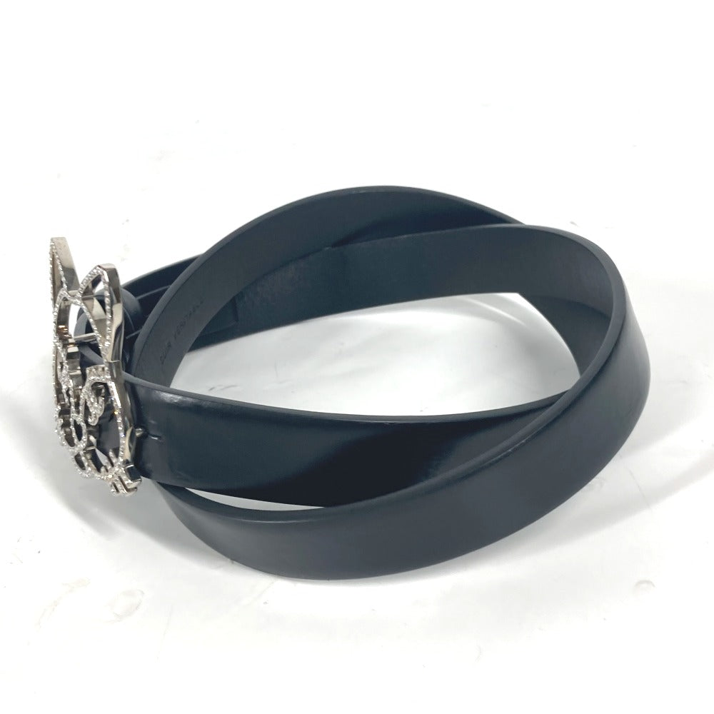 CHANEL belt leather black 16K Cat cat Women 80