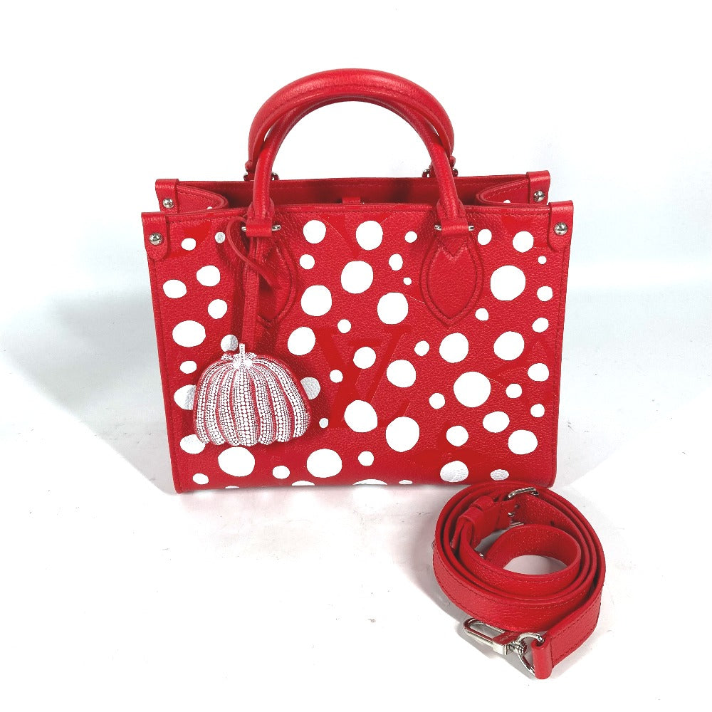 LOUIS VUITTON Handbag M46412 Monogram Ann Platt Leather Red Kusama Yayoi Collaboration LV x YK On the Go PM Women