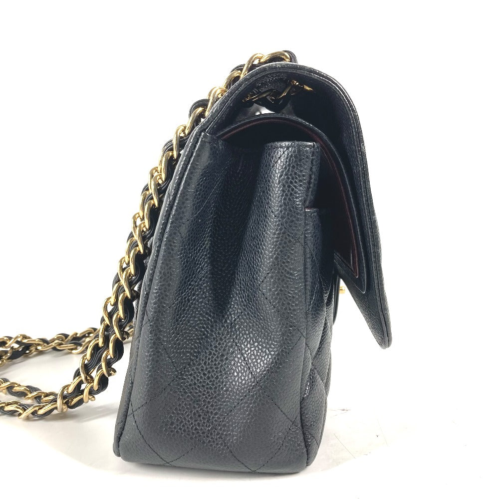 CHANEL Shoulder Bag Caviar skin black Chain bag Matelasse 30 Quilting Women
