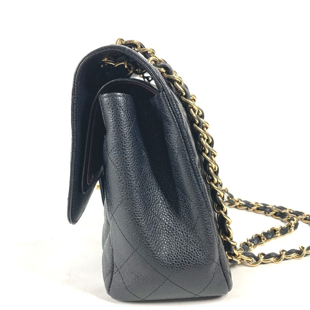 CHANEL Shoulder Bag Caviar skin black Chain bag Matelasse 30 Quilting Women