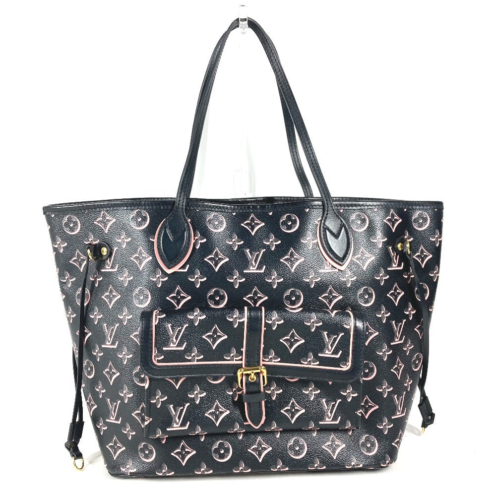 LOUIS VUITTON Shoulder Bag M46137 Leather / coated canvas black Monogram Neverfull MM Women
