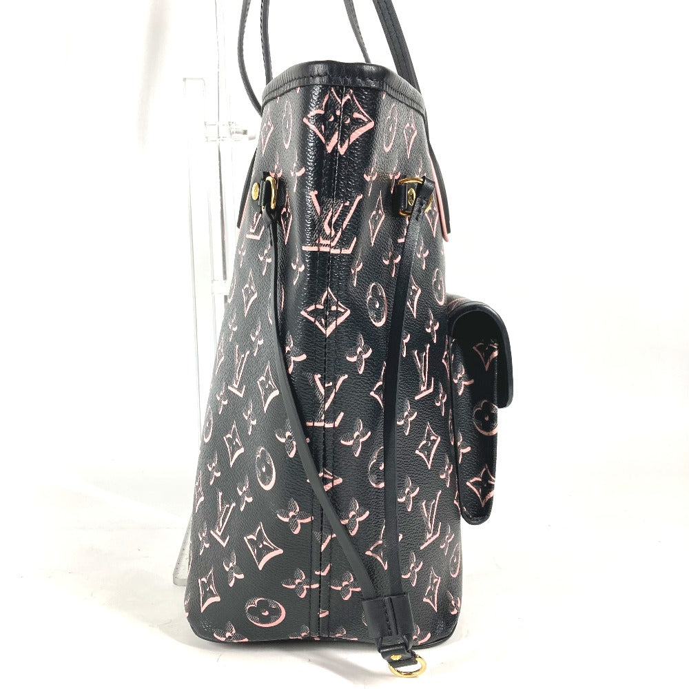 LOUIS VUITTON Shoulder Bag M46137 Leather / coated canvas black Monogram Neverfull MM Women