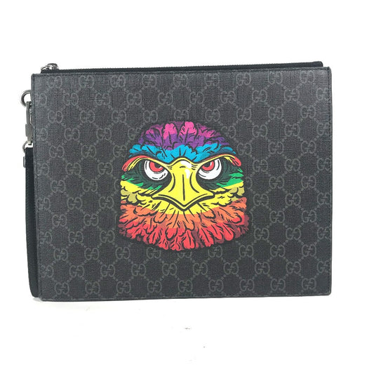 GUCCI Clutch bag 547084 GG Supreme canvas, leather black GG Supreme BESTIARY unisex(Unisex)