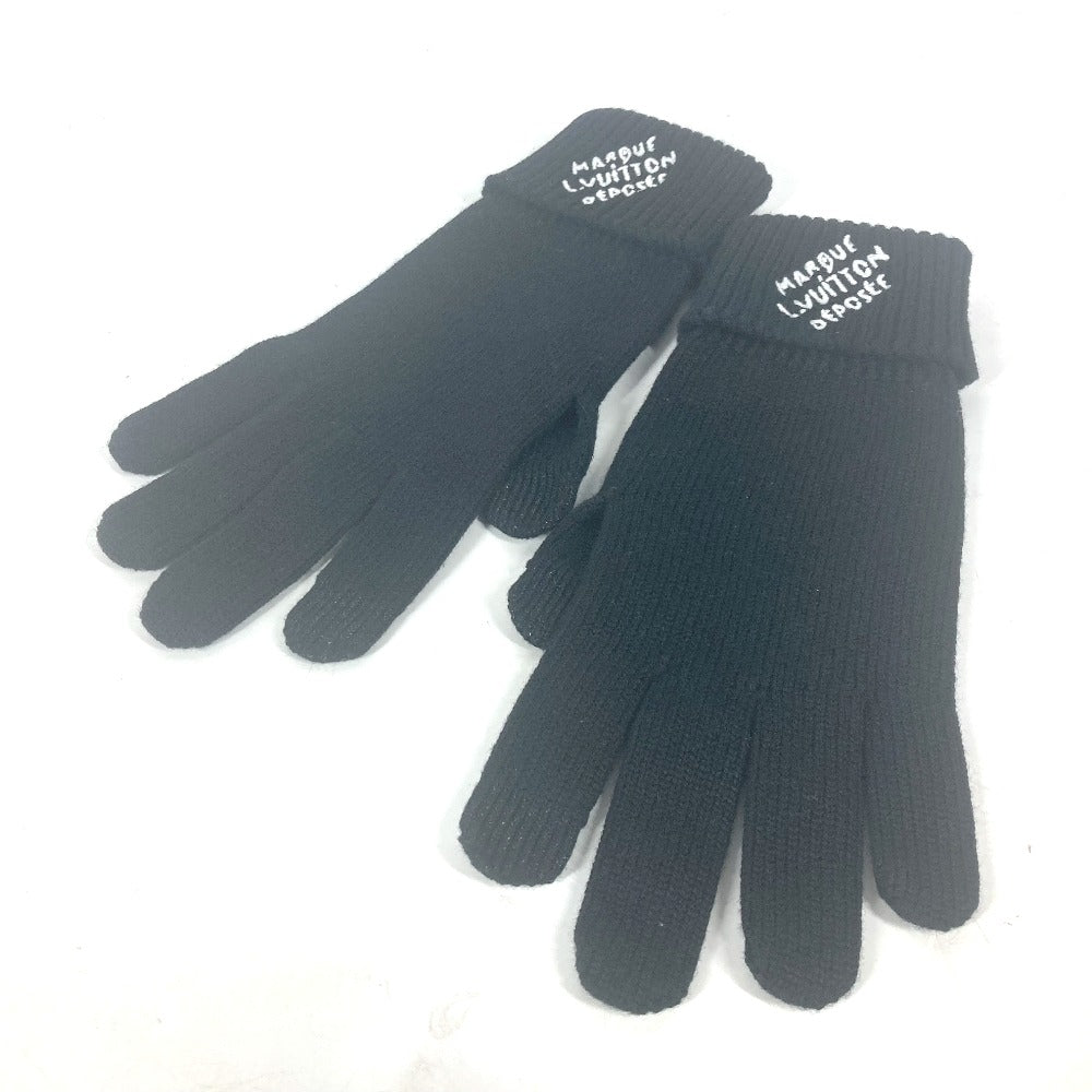 LOUIS VUITTON gloves M7824I Wool, Cotton black Touch-screen compatible fingertips Globe Damier Heritage mens