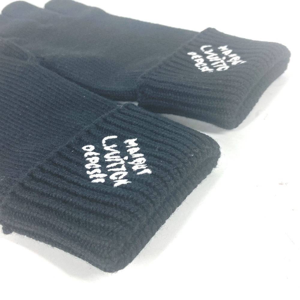 LOUIS VUITTON gloves M7824I Wool, Cotton black Touch-screen compatible fingertips Globe Damier Heritage mens