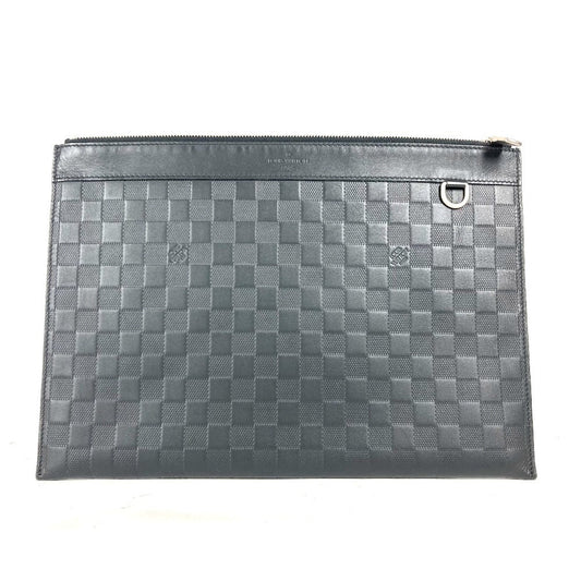 LOUIS VUITTON Clutch bag N60112 Damier Anfini Leather black Damier Anfini Pochette Discovery mens Used