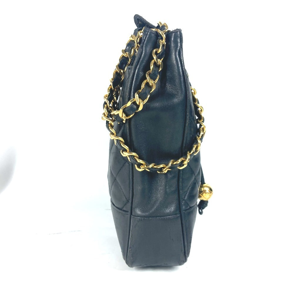 CHANEL Shoulder Bag lambskin black vintage Matelasse quilting CC COCO Mark logo
