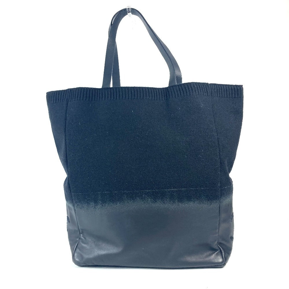 CHANEL Shoulder Bag Knit / leather black CC COCO Mark logo Women