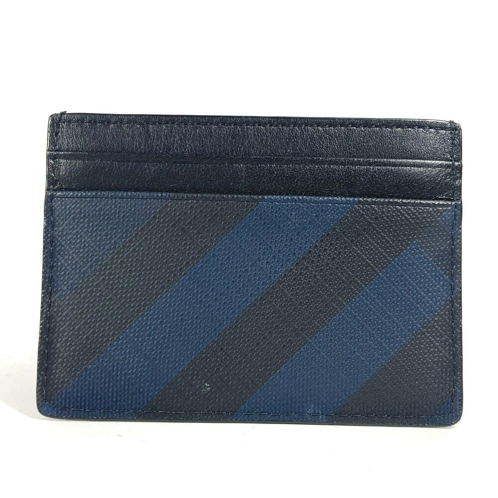 BURBERRY Card Case Leather / PVC Navy check unisex(Unisex)