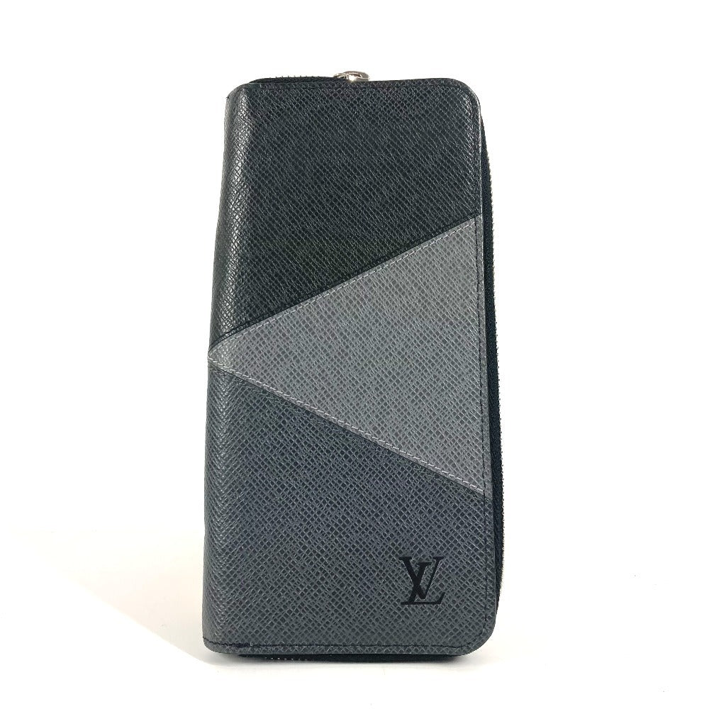 LOUIS VUITTON Long Wallet Purse M30731 Taiga Leather black Taiga Trio Color Zippy Wallet Vertical unisex(Unisex)