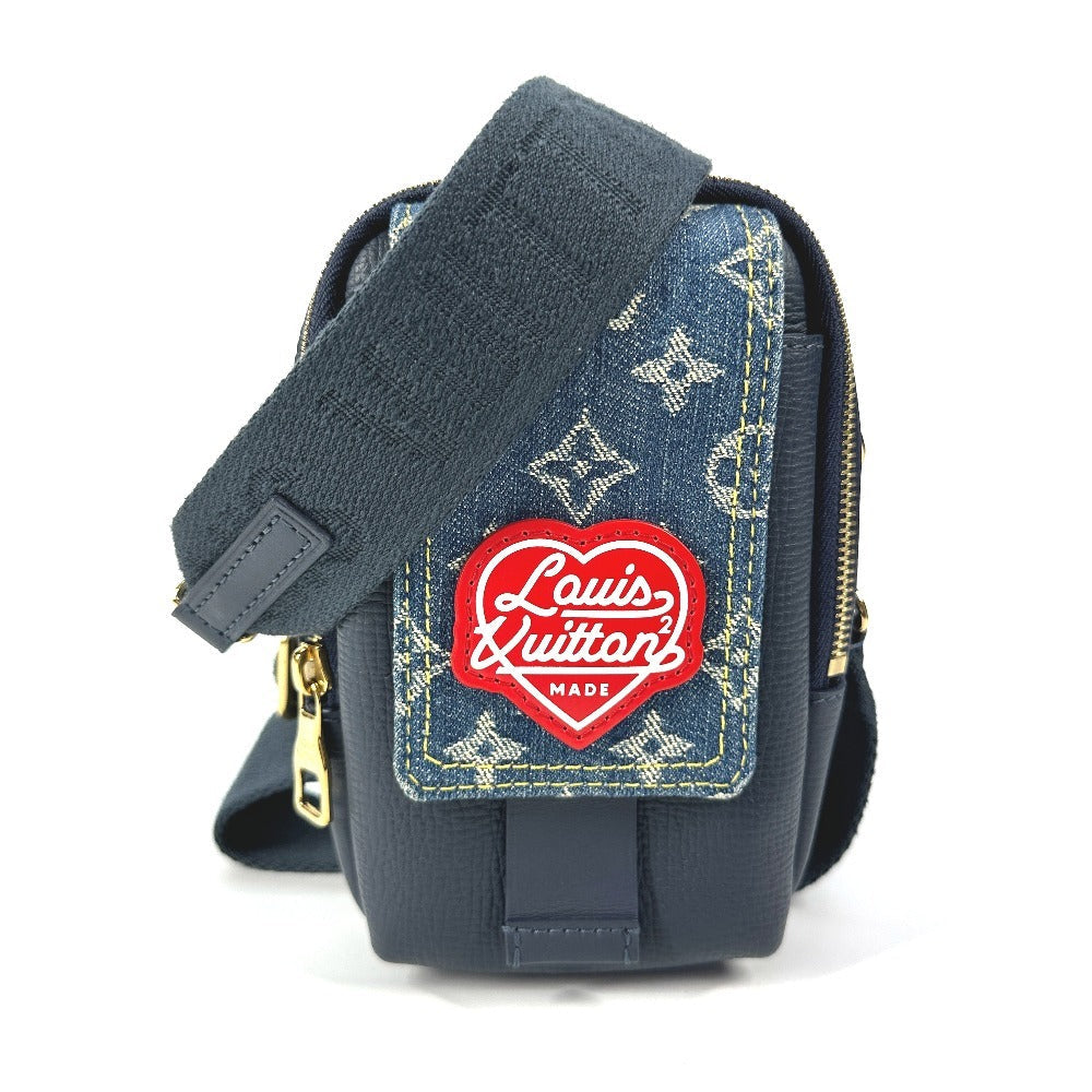 LOUIS VUITTON Shoulder Bag M81060 Denim, Leather blue Monogram denim NIGO collaboration Double phone pouch unisex(Unisex)