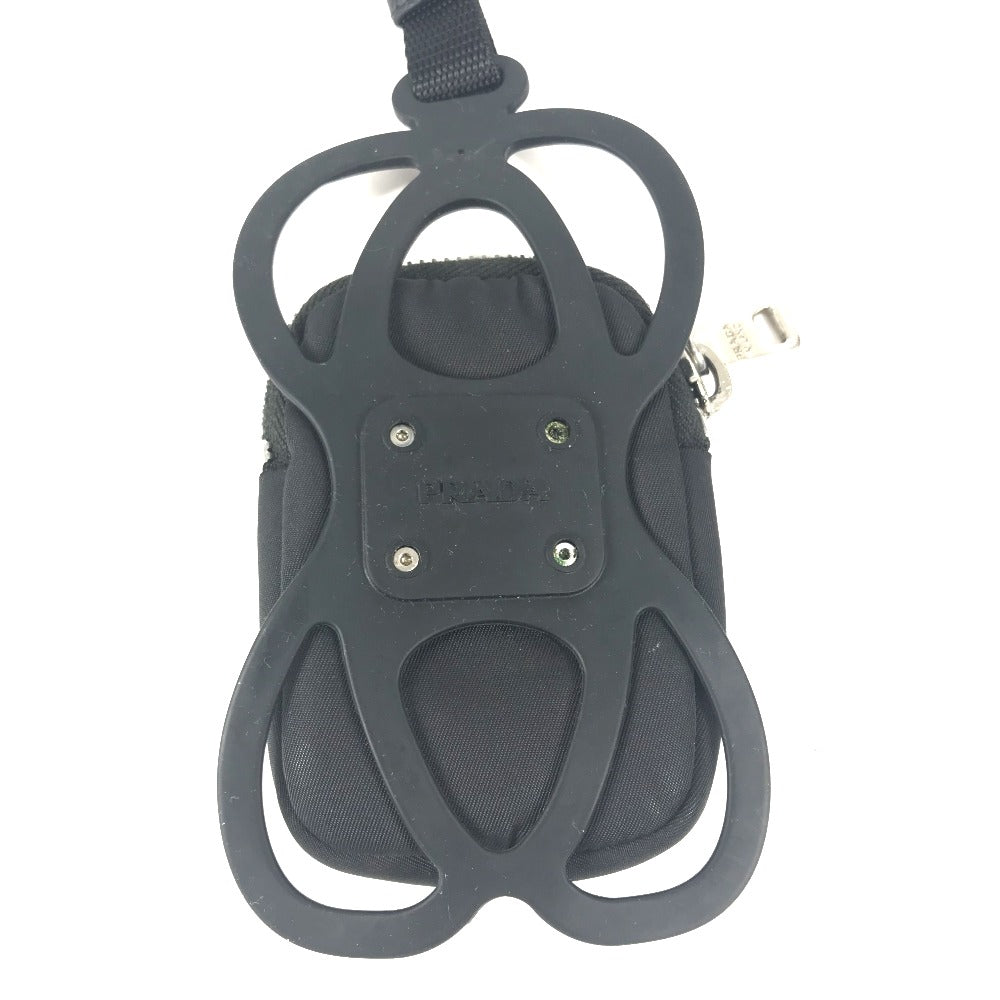 PRADA Mobile case Nylon black Triangle logo plate mens(Unisex)