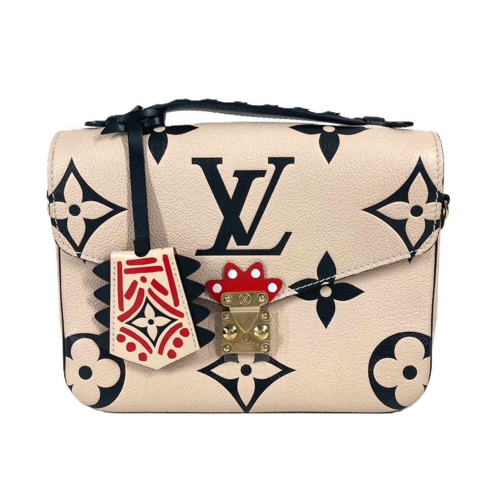 LOUIS VUITTON Handbag M45384 Monogram Ann Platt Leather beige LV Crafty Monogram Empreinte Pochette Metis unisex(Unisex)