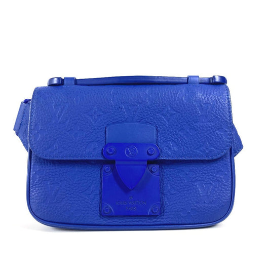 LOUIS VUITTON Sling bag M58486 Taurillon Clemence Leather blue Monogram Taurillon Clemence S-lock sling bag unisex(Unisex)