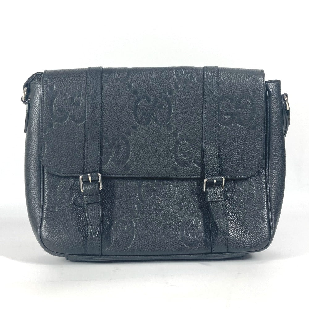 GUCCI Shoulder Bag 760234 leather black GG JUMBO MD Jumbo GG Medium Messenger Bag unisex(Unisex)