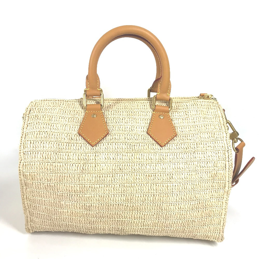 LOUIS VUITTON Handbag M14457 Raffia, Leather beige LV logo Speedy bandouliere 30