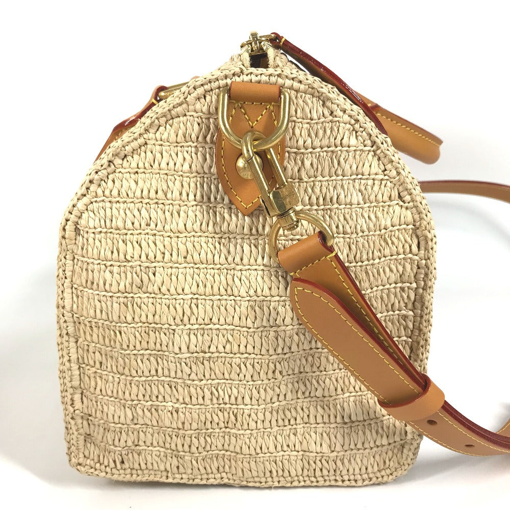 LOUIS VUITTON Handbag M14457 Raffia, Leather beige LV logo Speedy bandouliere 30