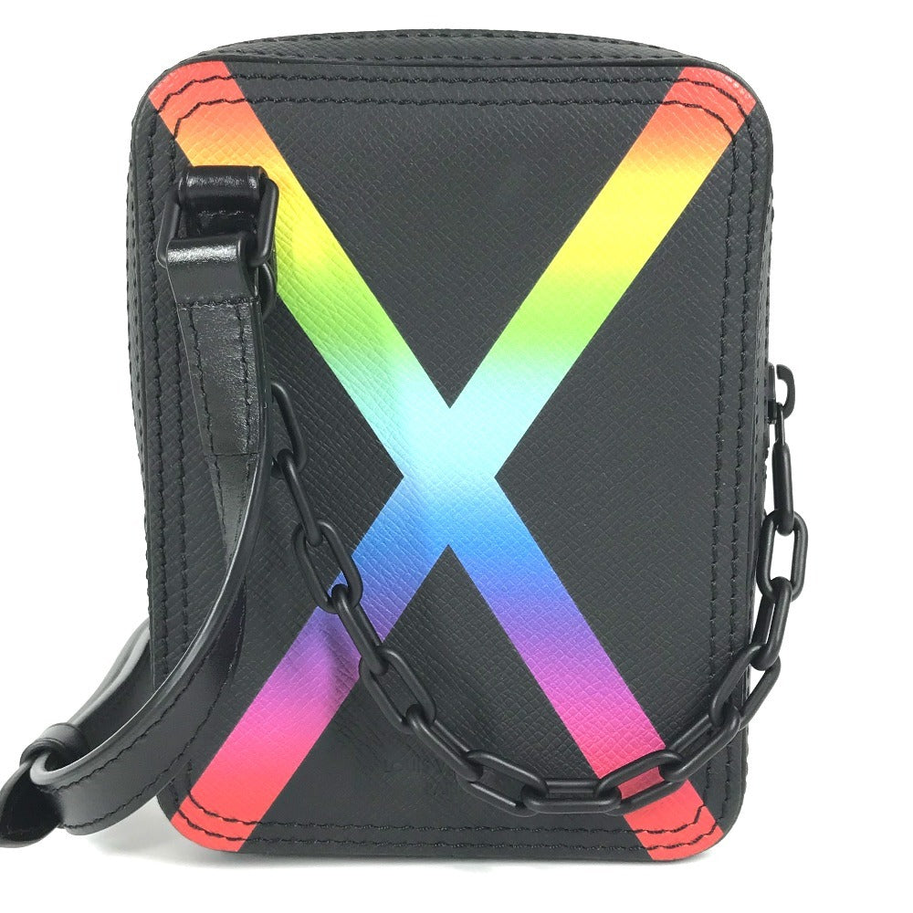 LOUIS VUITTON Shoulder Bag M30332 Taiga Leather black Taiga rainbow Danube Messenger