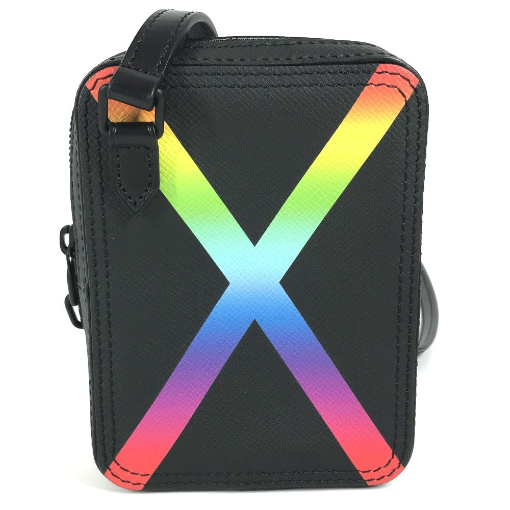 LOUIS VUITTON Shoulder Bag M30332 Taiga Leather black Taiga rainbow Danube Messenger