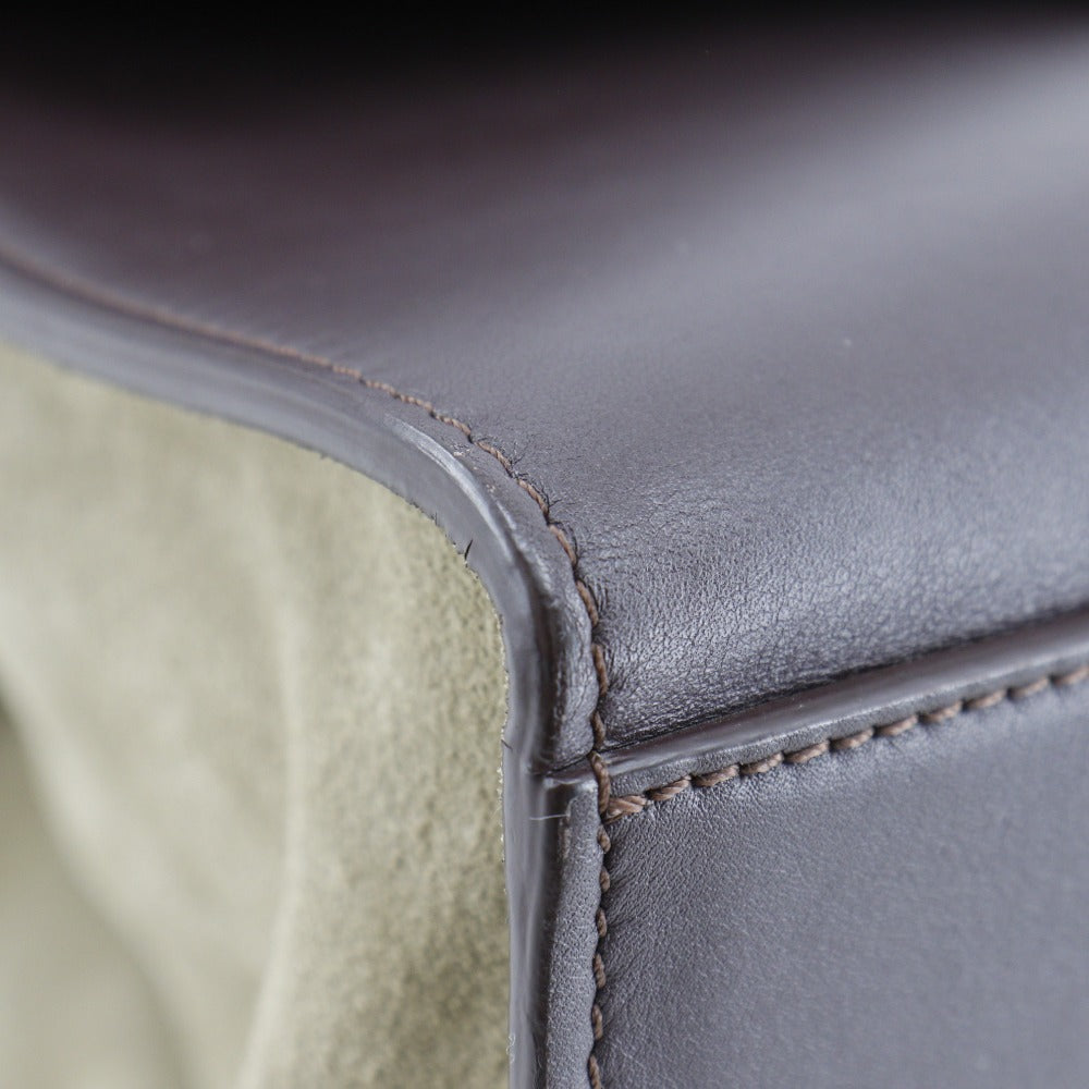 CELINE Handbag Calfskin, suede Brown / Gray 2WAYShoulder Trapeze Women