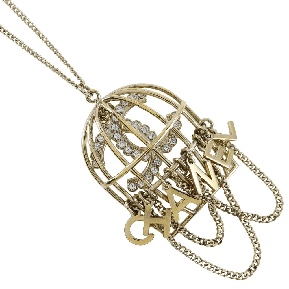 CHANEL Necklace Plated Gold, Rhinestones Champagne Gold Mtiers d'Art Collection birdcage Women