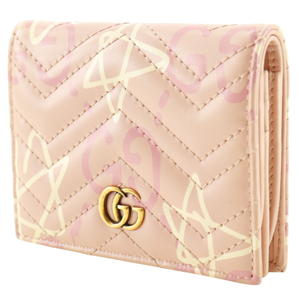 GUCCI Bifold Wallet 449421 leather pink Card Case GG ghost Compact wallet Women
