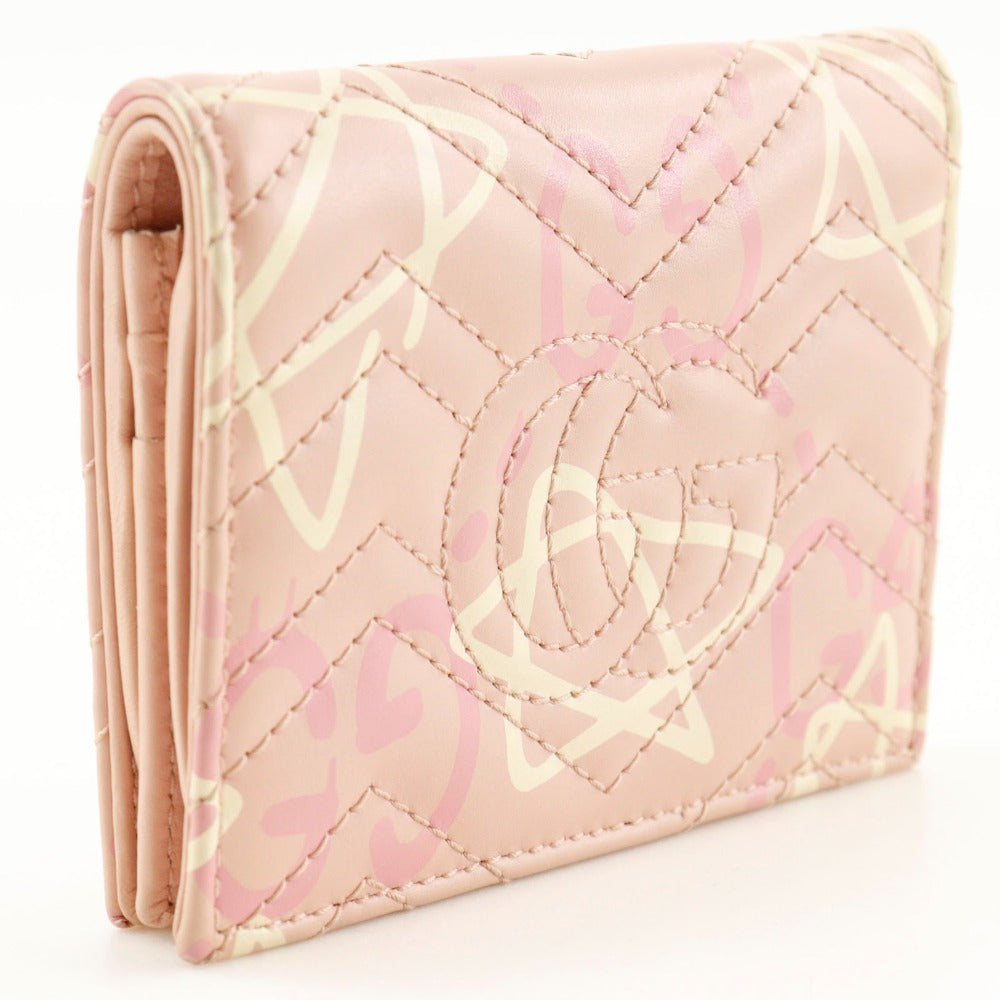 GUCCI Bifold Wallet 449421 leather pink Card Case GG ghost Compact wallet Women