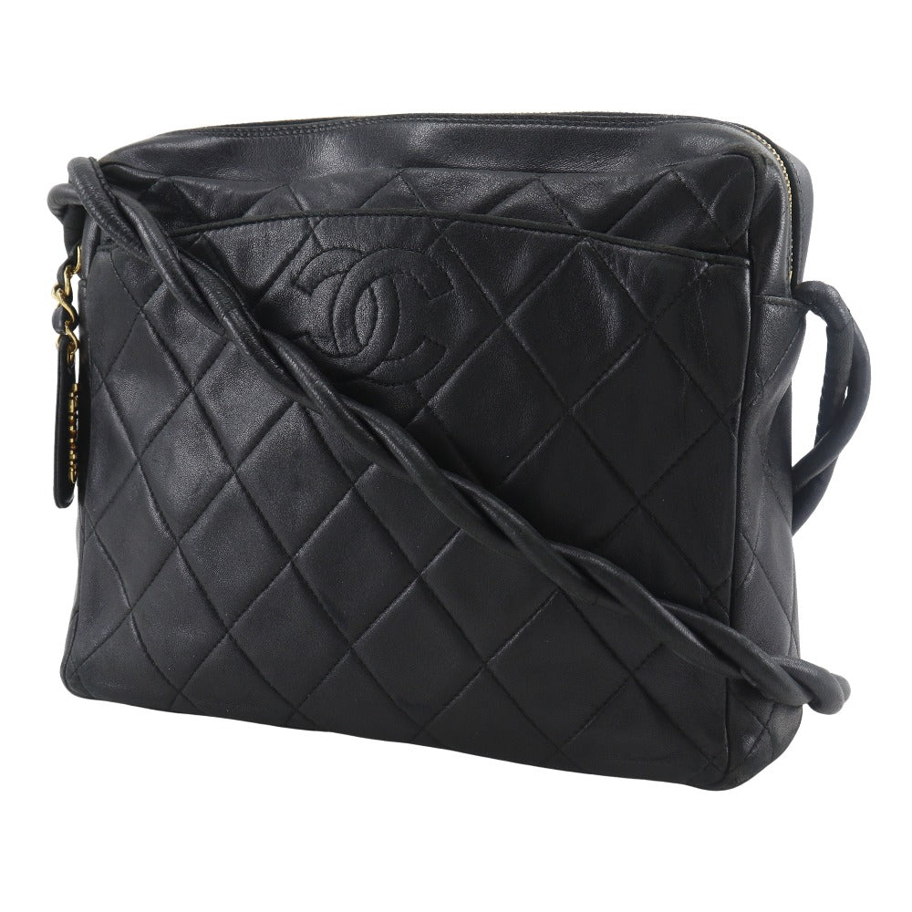 CHANEL Shoulder Bag lambskin black rope Matrasse COCO Mark