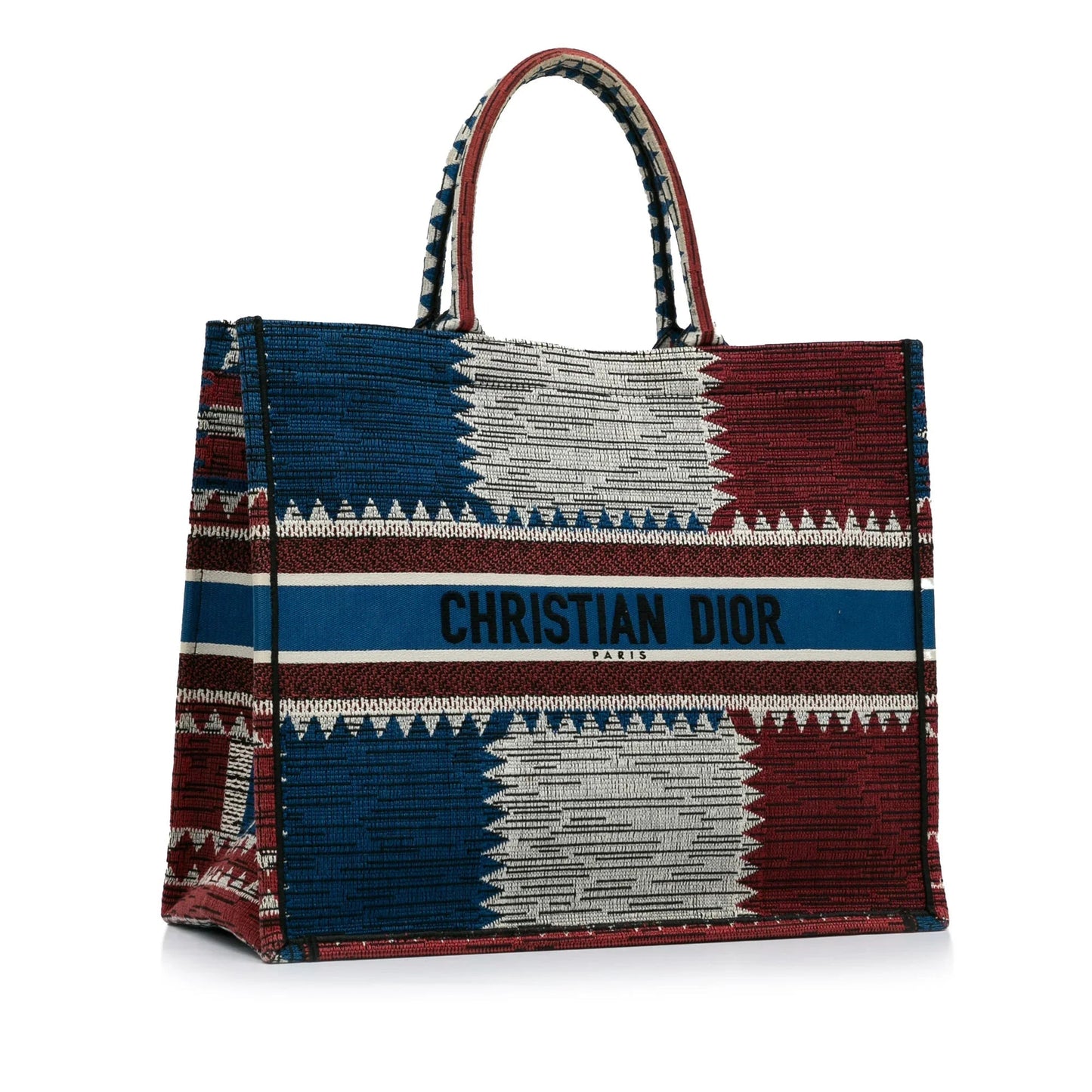 Blue Dior Large French Flag Book Tote