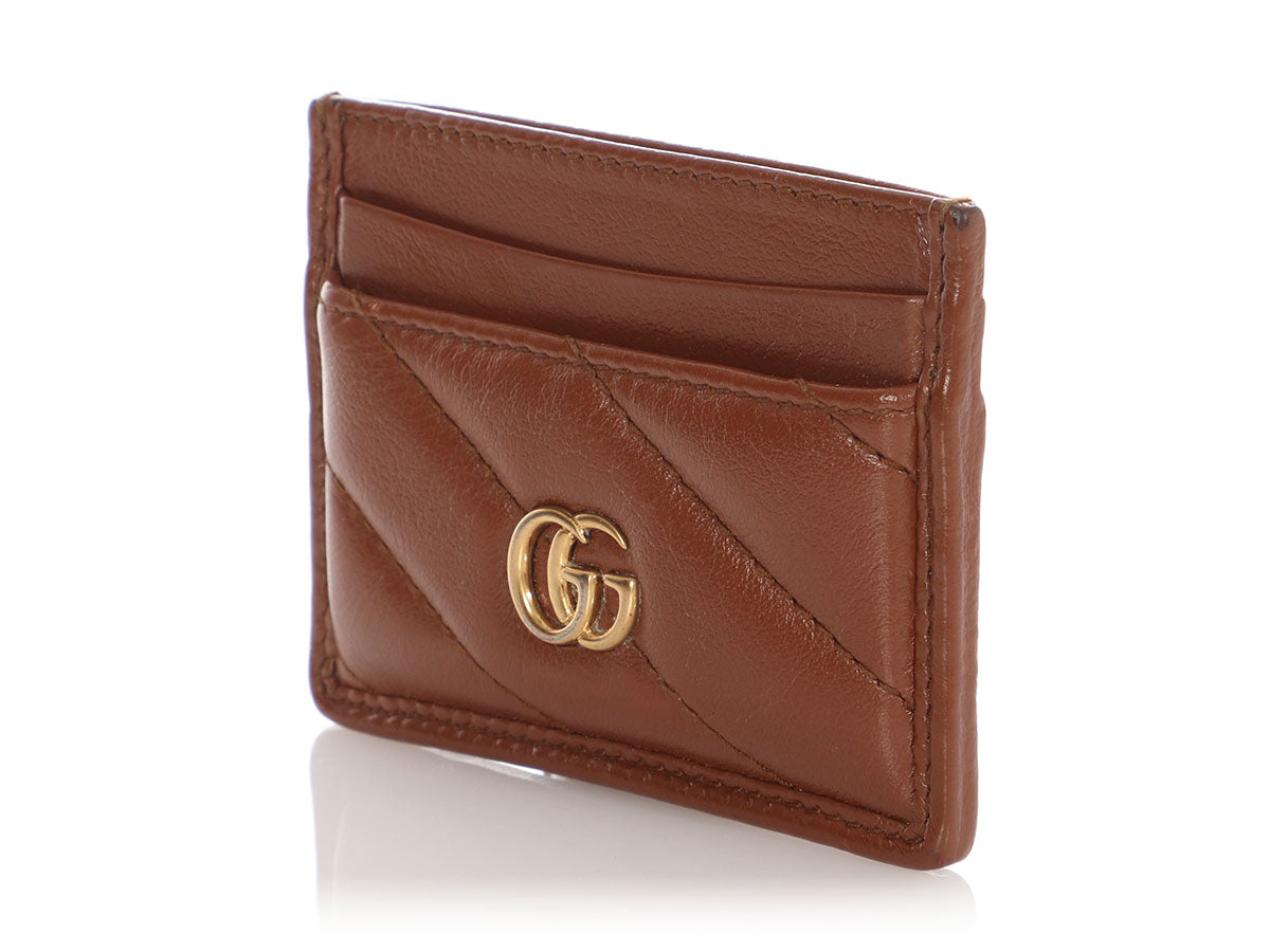 Gucci Brown Matelass? GG Marmont Card Case