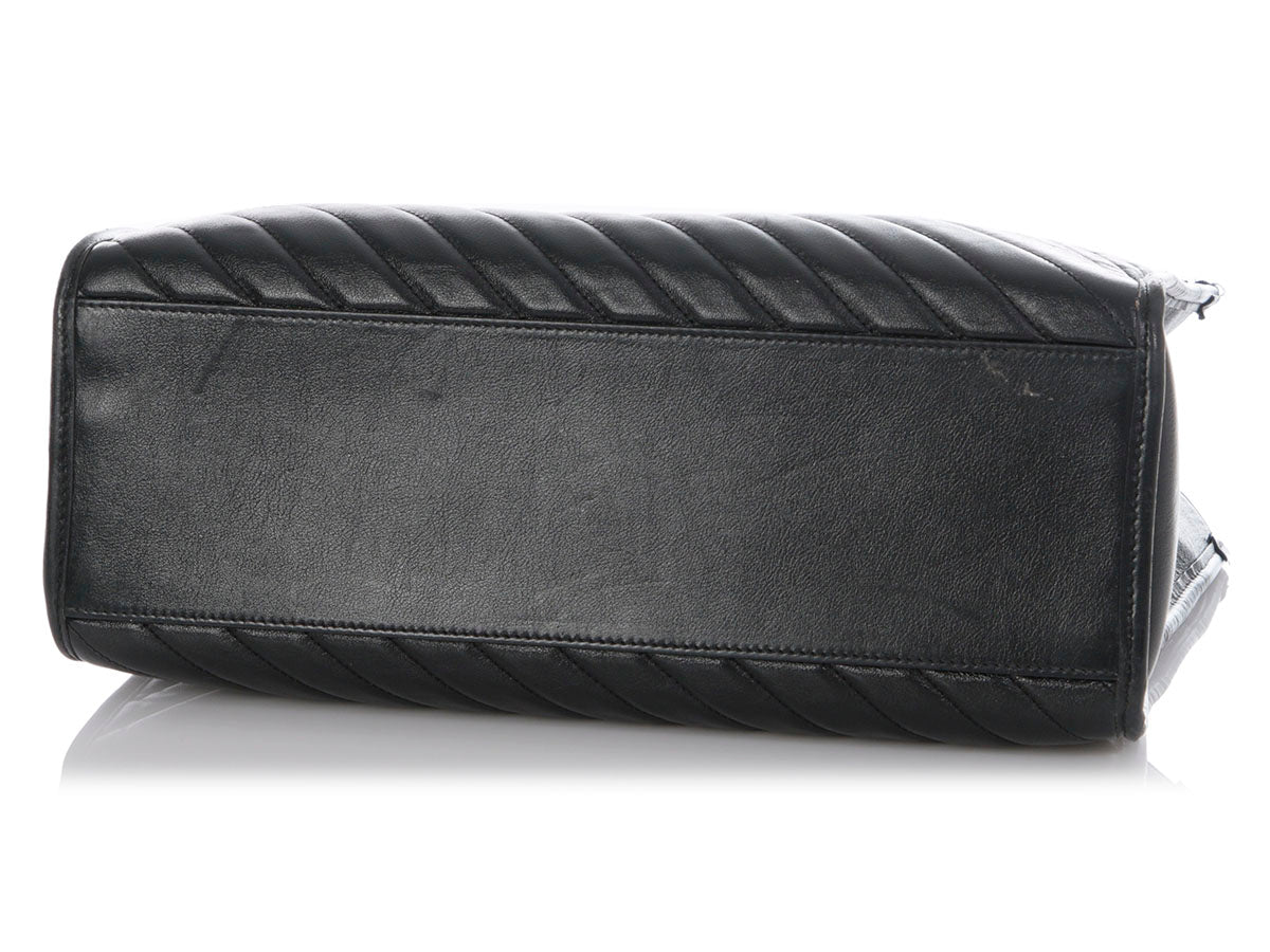 Gucci Black Matelass? Diagonal GG Marmont Tote