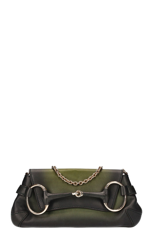 GUCCI Horsebit 1921 Clutch Green Black
