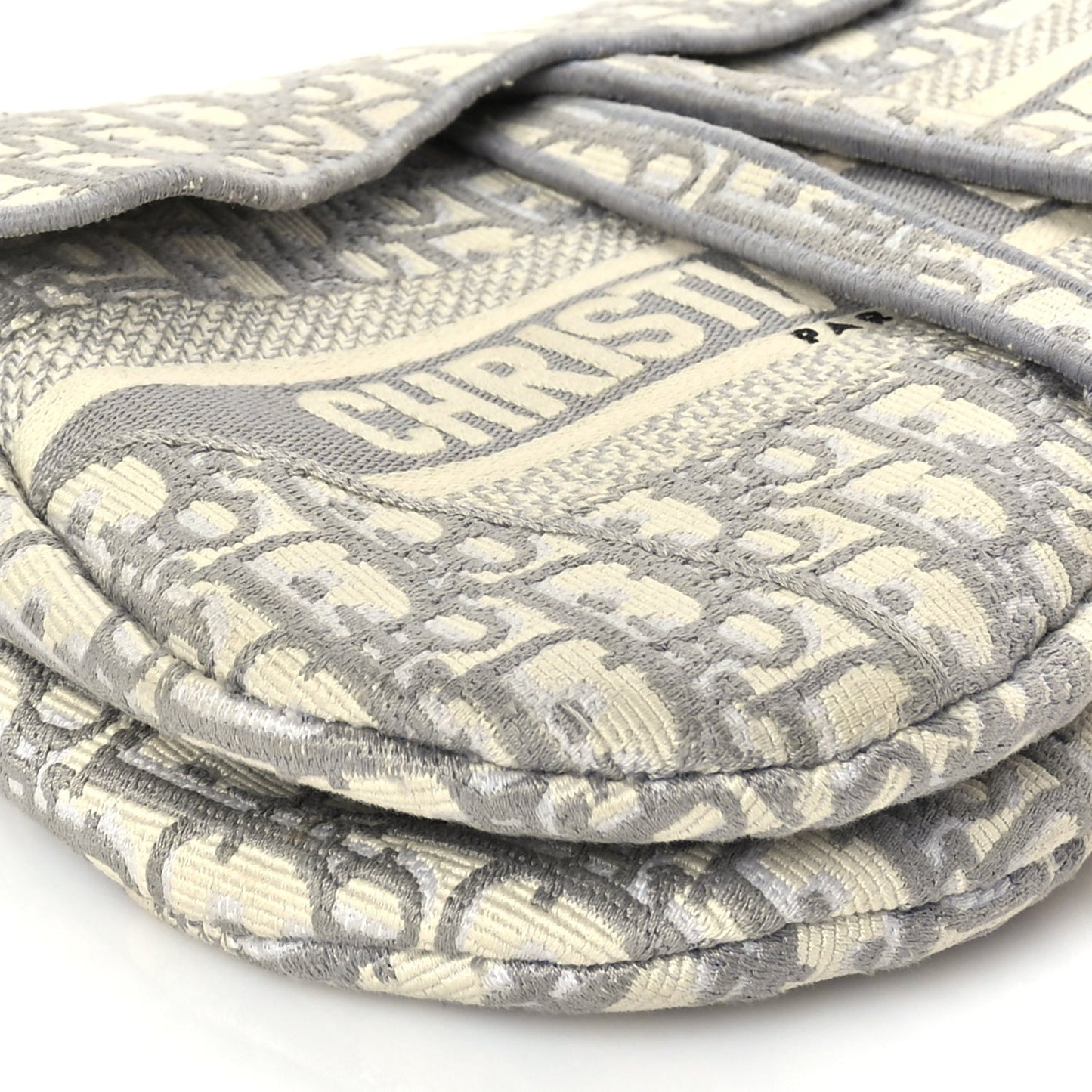 Christian Dior Oblique Embroidered Saddle Bag Grey