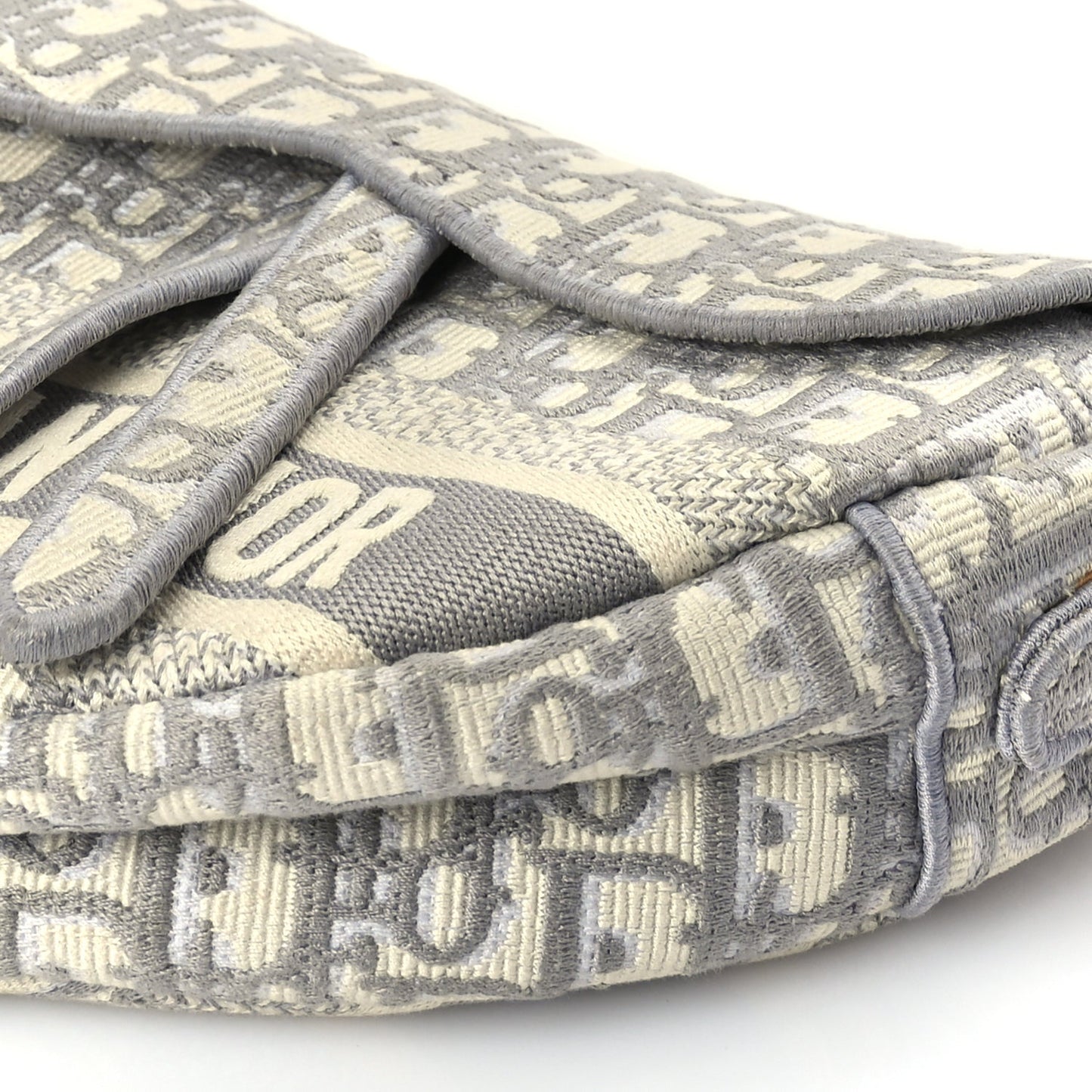 Christian Dior Oblique Embroidered Saddle Bag Grey