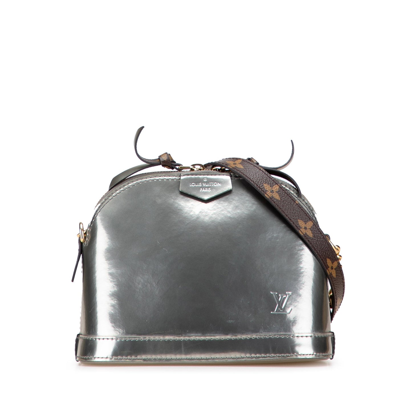 Silver Louis Vuitton Vernis Miroir Mini Alma Crossbody Bag