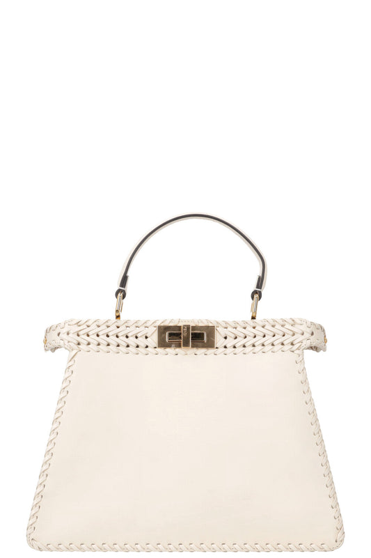 FENDI Peekaboo ISeeU Woven Handbag Cream