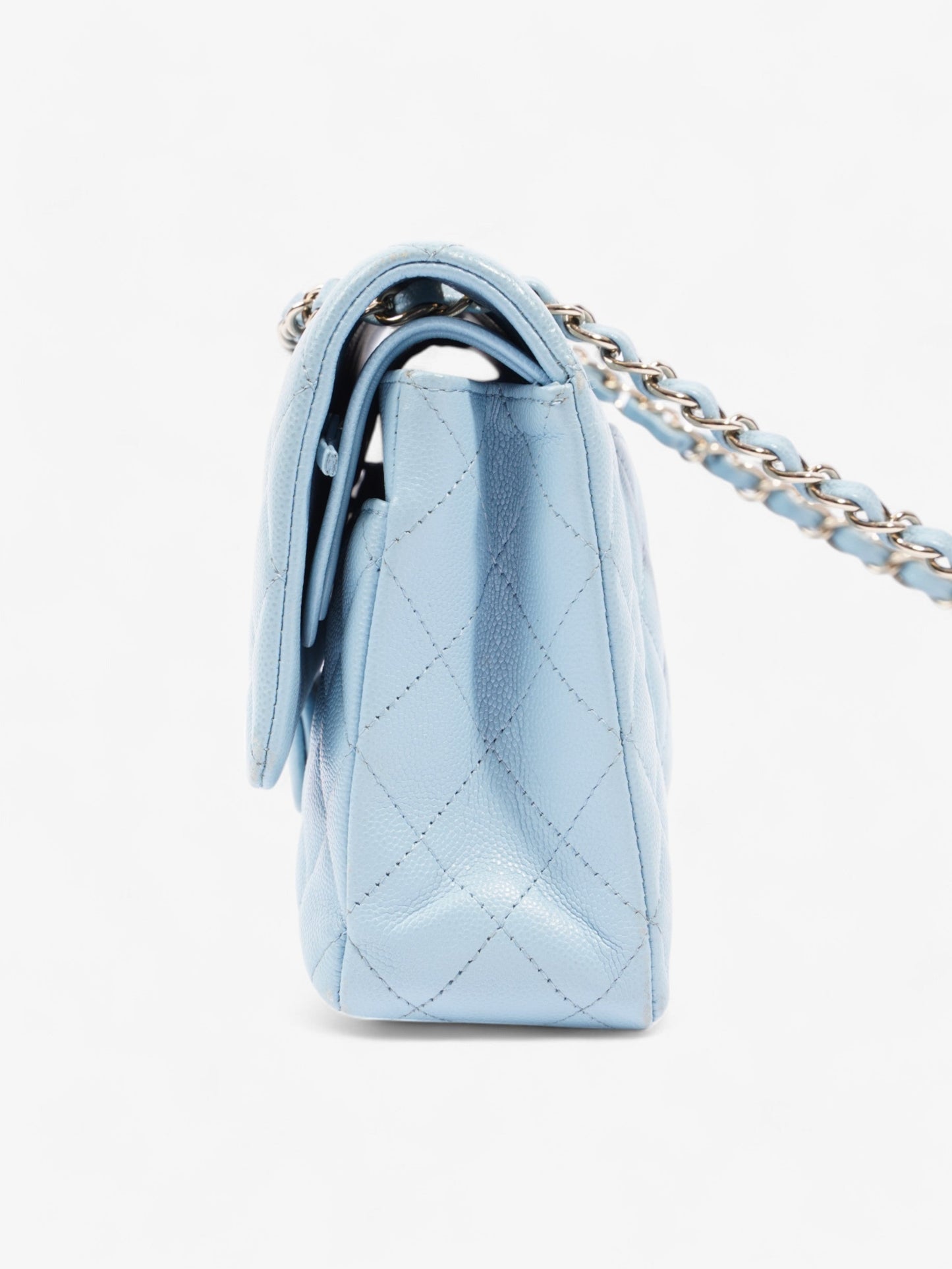 Chanel Classic Double Flap Light Blue Caviar Leather Medium