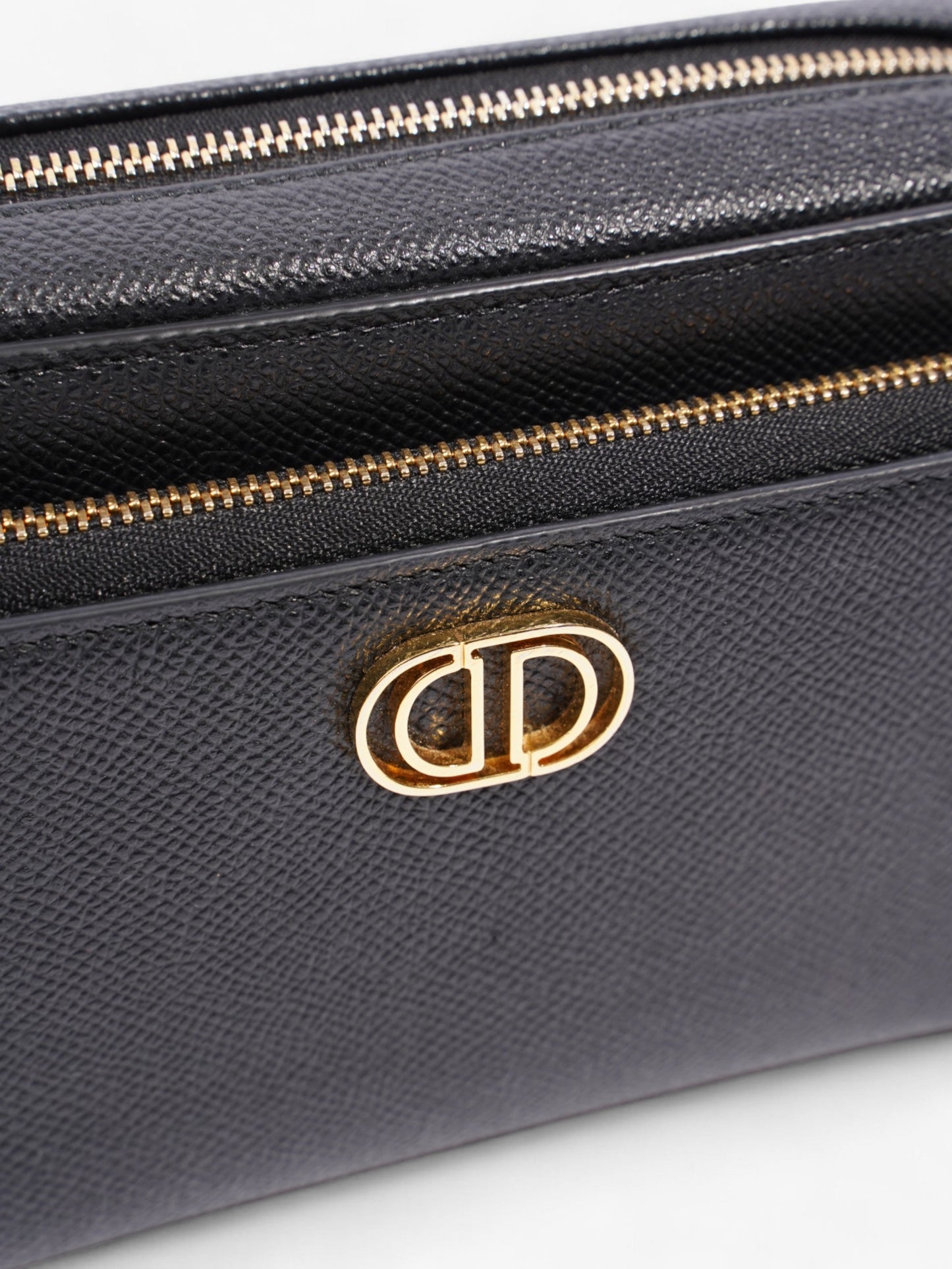 Christian Dior Caro Double Pouch Bag Black Calfskin Leather