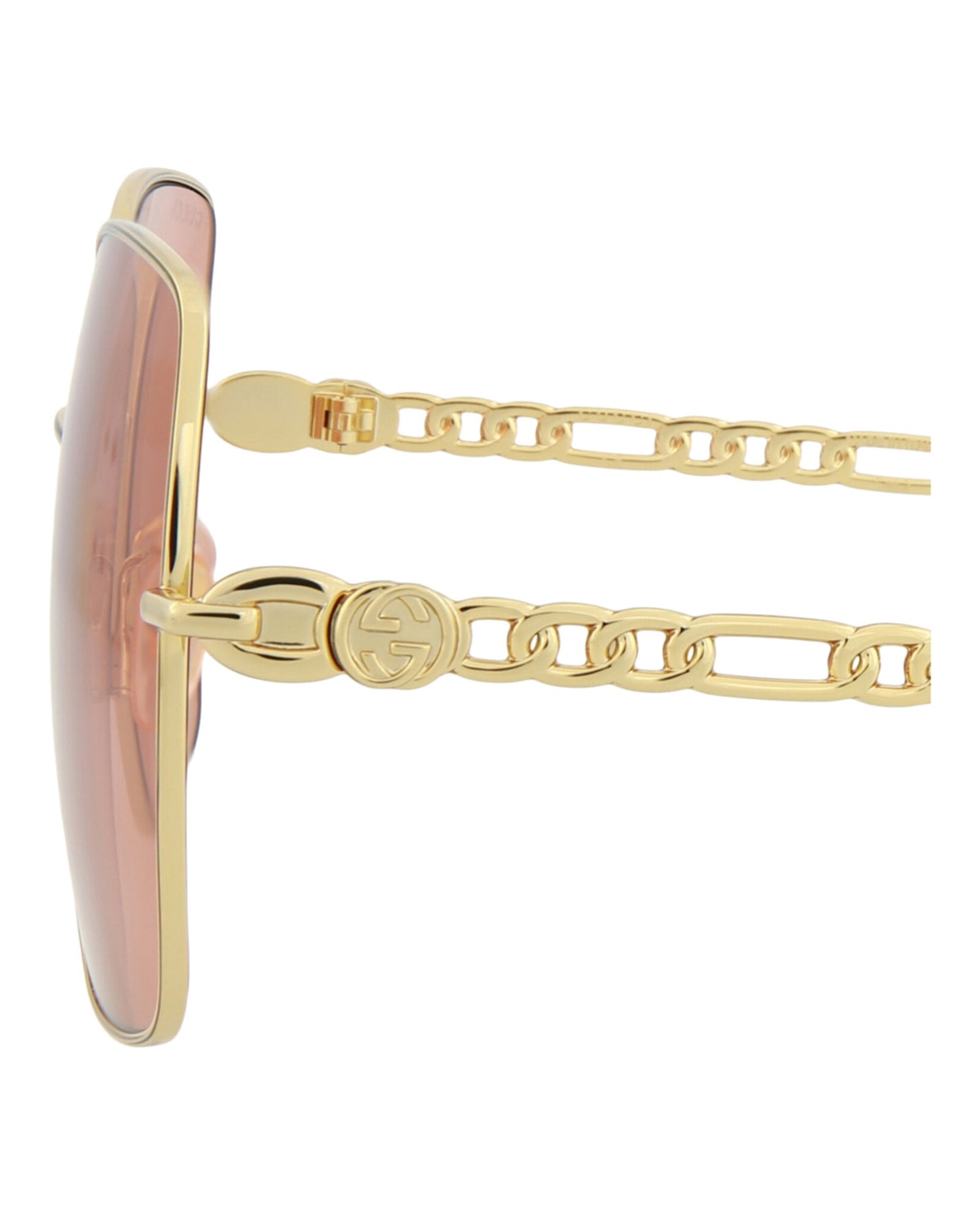 Gucci Womens Square/Rectangle Gold Gold Orange Fashion Designer Eyewear