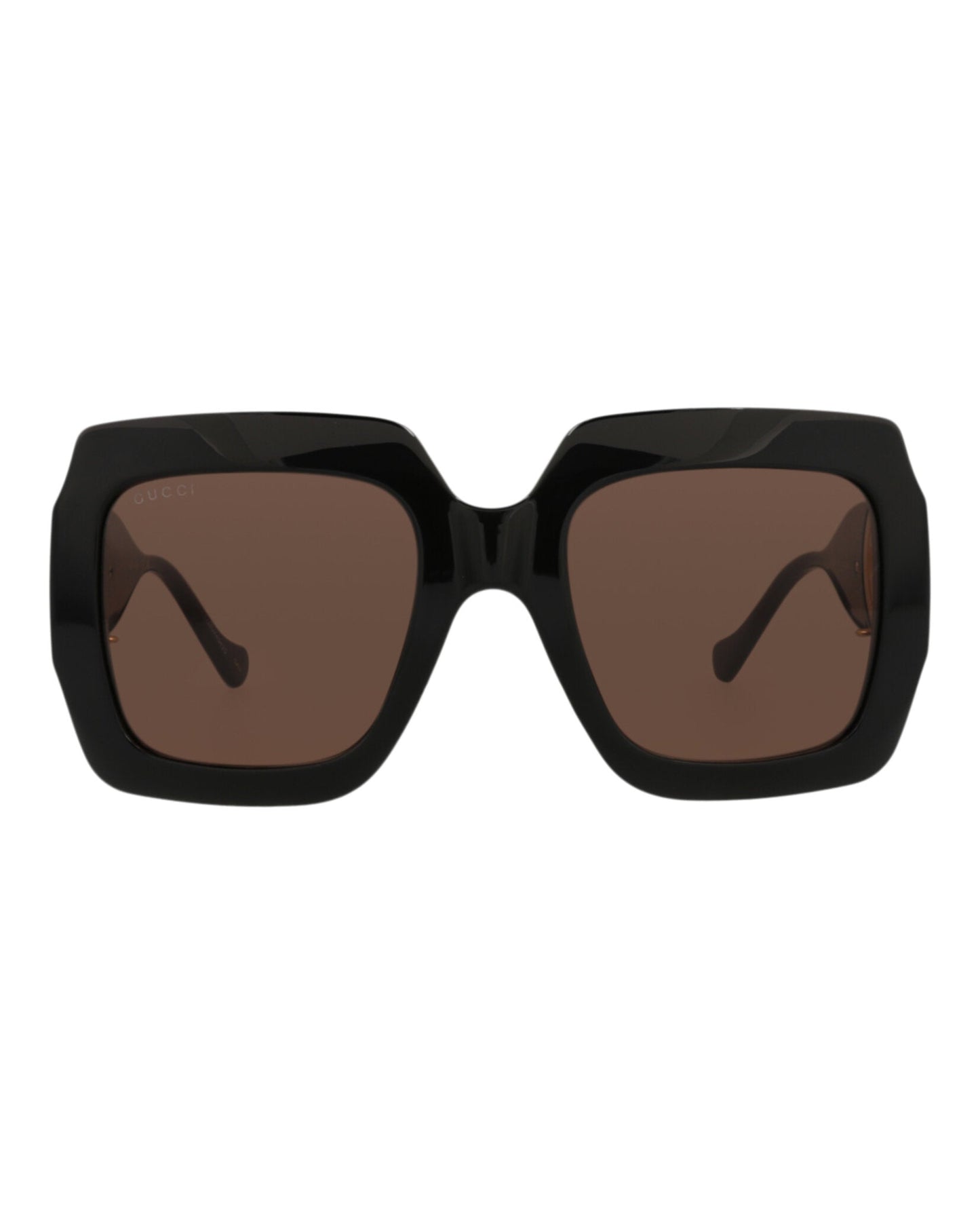 Gucci Womens Square/Rectangle Black Black Brown Fashion Designer Eyewear