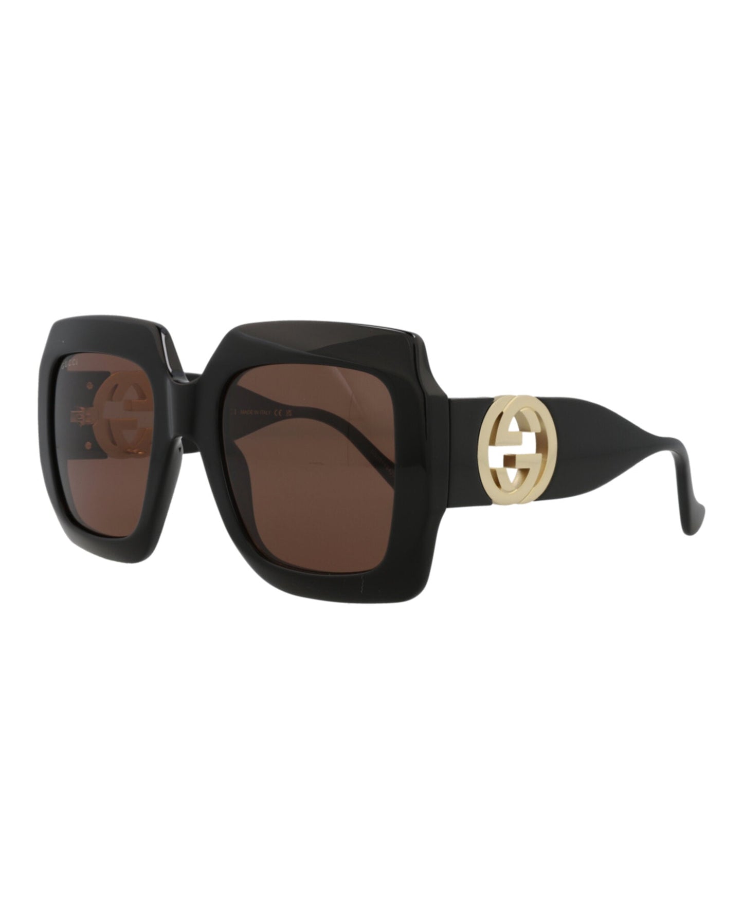 Gucci Womens Square/Rectangle Black Black Brown Fashion Designer Eyewear